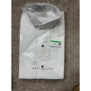 NWT Neil Allyn Tuxedo Shirt Mens XS 32/33 White Laydown Collar Pleated